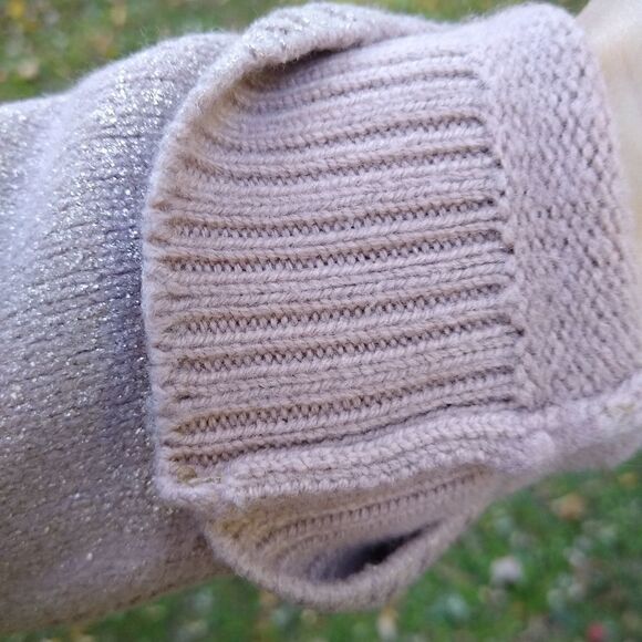 Via Delle Perle Sweater Women's Medium Virgin Wool Metallic Gold Tunic - Picture 7 of 12